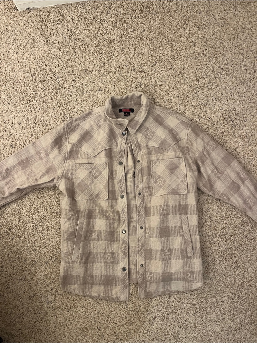 Rock & Roll Plaid Beige Shacket